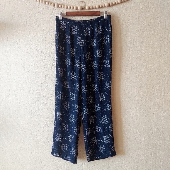 Vintage blue white floral high waist ankle pants - Picture 1 of 8